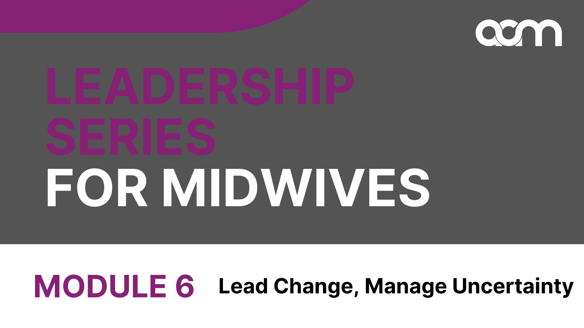 2024 Leadership Series for Midwives - Module 6